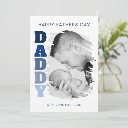 Papa geborsteld effect foto vaders dag feestdagenkaart (Staand voorkant)