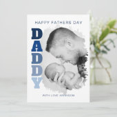 Papa Geborsteldeffect foto Vaderdag Feestdagenkaart (Staand voorkant)