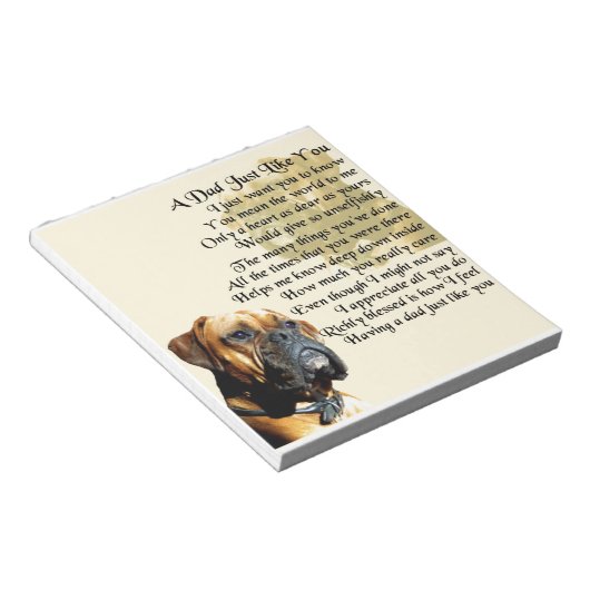 Papa gedicht - Boxer Dog Design Notitieblok (Schuin)
