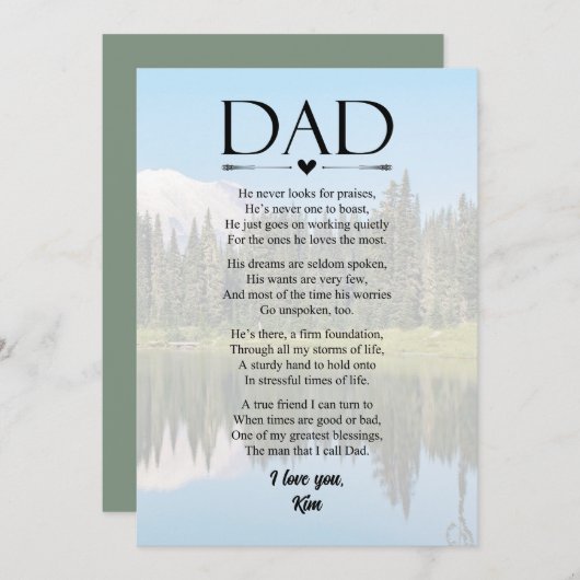 Papa Gedicht Vaderdag Persoonlijke Kerstkaart (Voorkant / Achterkant)