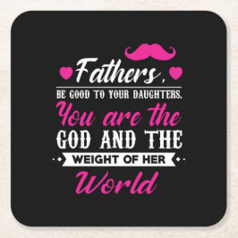 Papa geeft het gewicht van haar wereld kartonnen onderzetters