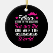 Papa geeft het gewicht van haar wereld keramisch ornament (Voorkant)