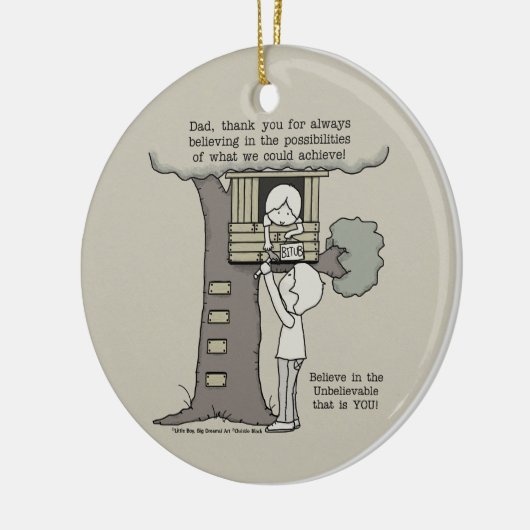 Papa gelooft in mogelijkheden keramisch ornament (Links)