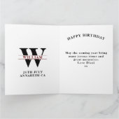 Papa Gelukkige Verjaardag Monogram Naam Jaar Zwart Kaart (Binnen)