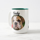 Papa, gepersonaliseerd grappig citaat naam/foto tweekleurige koffiemok (Voorkant links)