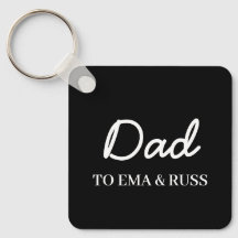 Papa | Gepersonaliseerde zwarte sleutelhanger met