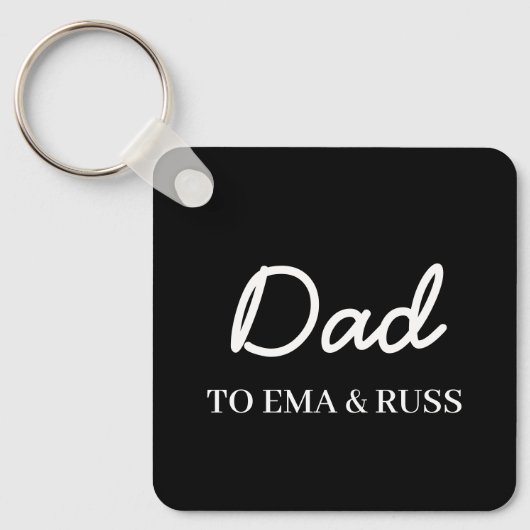 Papa | Gepersonaliseerde zwarte sleutelhanger met (Voorkant)