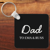 Papa | Gepersonaliseerde zwarte sleutelhanger met (Voorkant)