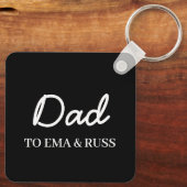 Papa | Gepersonaliseerde zwarte sleutelhanger met (Achterkant)