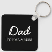 Papa | Gepersonaliseerde zwarte sleutelhanger met (Achterkant)