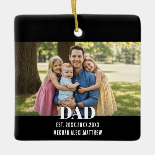 Papa Geschat Jaar Naam Foto Script Keramisch Ornament (Voorkant)