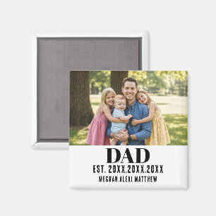 Papa Geschat Jaar Naam Modern Schrift Wit Magneet