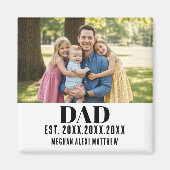 Papa Geschat Jaar Naam Modern Schrift Wit Magneet (Voorkant)