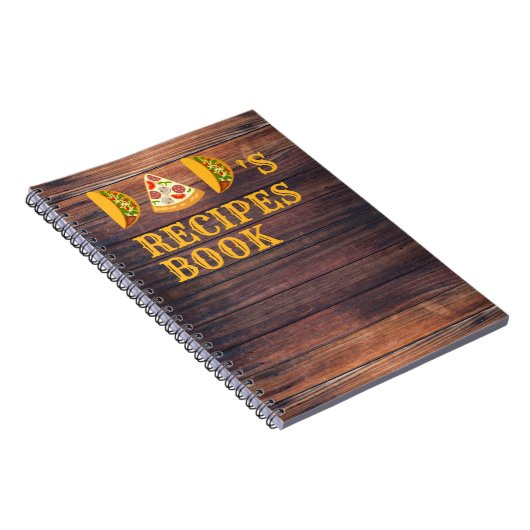 PAPA Geschreven Met Pizza & Tacos Grappig Schattig Notitieboek (Rechterzijde)