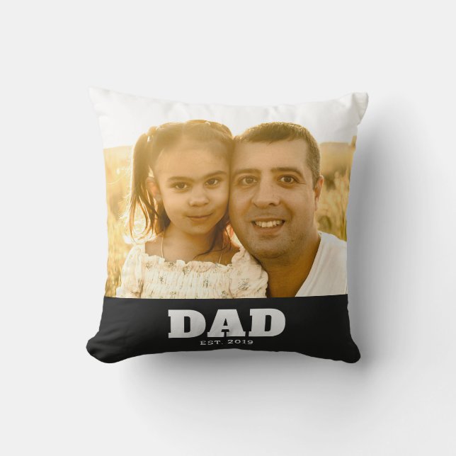 Papa Gesticht Vet Wit & Zwart Foto Kussen (Voorkant)