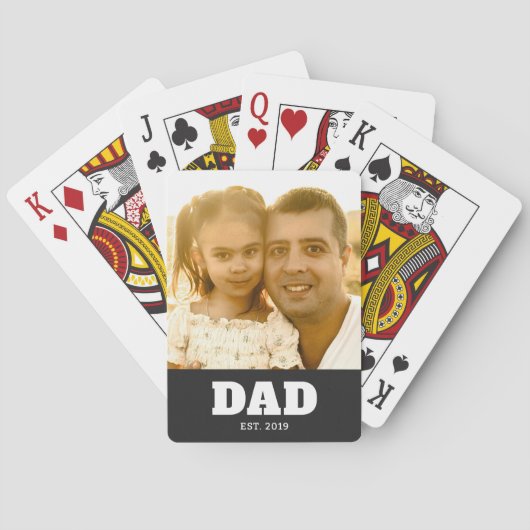 Papa Gesticht Vet Wit & Zwart Foto Pokerkaarten (Achterkant)