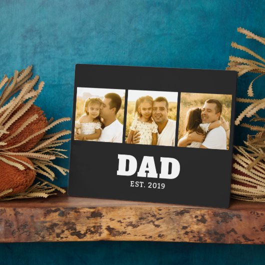 Papa Gesticht Vette Tekst Zwart 3 Foto Fotoplaat (Zijkant)