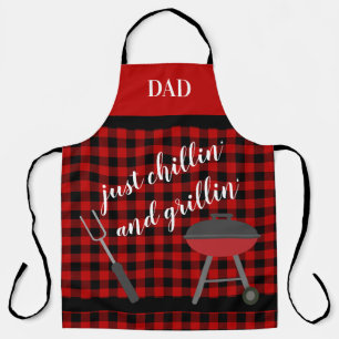 Papa - Gewoon chillen en grillen Buffalo Plaid BBQ Schort