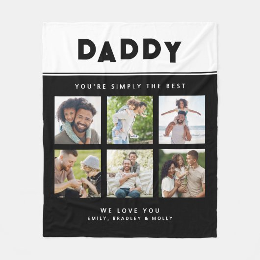 Papa Gewoon de beste foto collage gepersonaliseerd Fleece Deken (Voorkant)