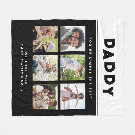 Papa Gewoon de beste foto collage gepersonaliseerd Fleece Deken (Voorkant (Horizontaal))