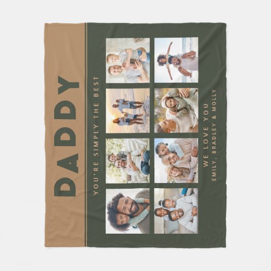Papa Gewoon de beste foto collage gepersonaliseerd Fleece Deken (Voorkant)