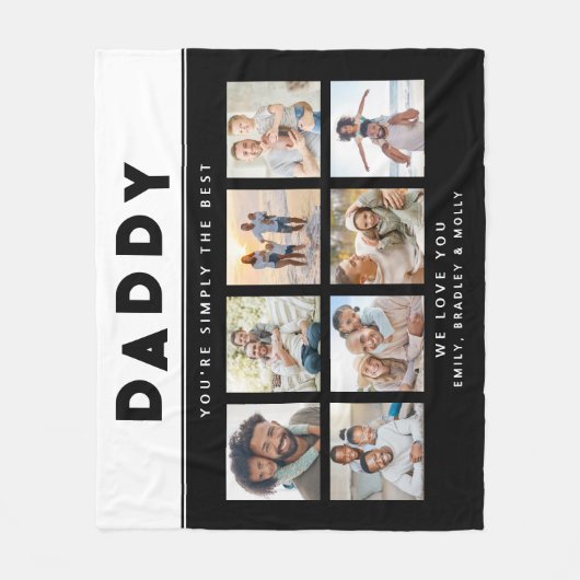 Papa Gewoon de beste foto collage gepersonaliseerd Fleece Deken (Voorkant)