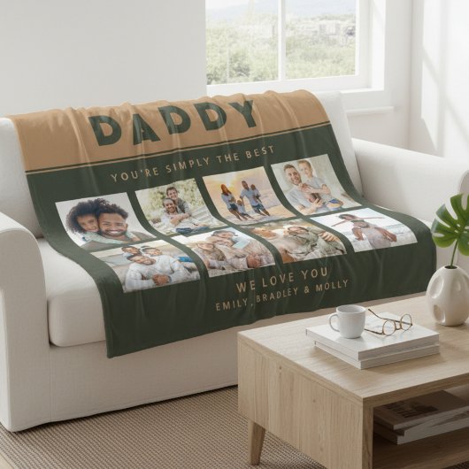 Papa Gewoon de beste foto collage gepersonaliseerd Fleece Deken