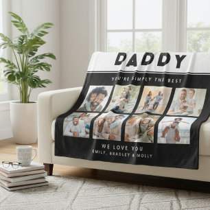 Papa Gewoon de beste foto collage gepersonaliseerd Fleece Deken