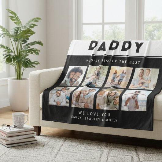 Papa Gewoon de beste foto collage gepersonaliseerd Fleece Deken