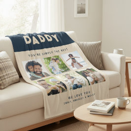 Papa Gewoon de beste foto collage gepersonaliseerd Fleece Deken