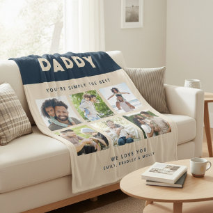 Papa Gewoon de beste foto collage gepersonaliseerd Fleece Deken