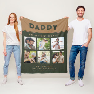Papa Gewoon de beste foto collage gepersonaliseerd Fleece Deken