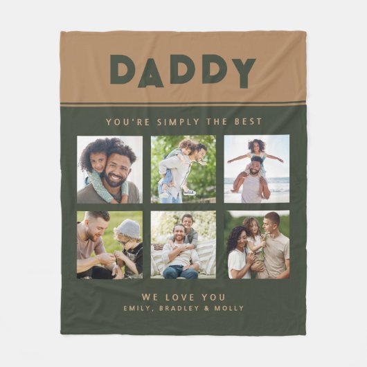 Papa Gewoon de beste foto collage gepersonaliseerd Fleece Deken (Voorkant)