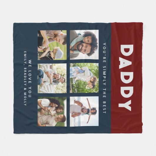 Papa Gewoon de beste foto collage gepersonaliseerd Fleece Deken (Voorkant (Horizontaal))