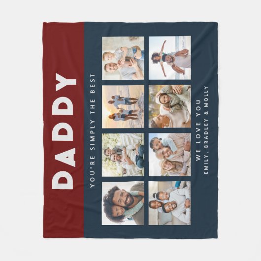 Papa Gewoon de beste foto collage gepersonaliseerd Fleece Deken (Voorkant)