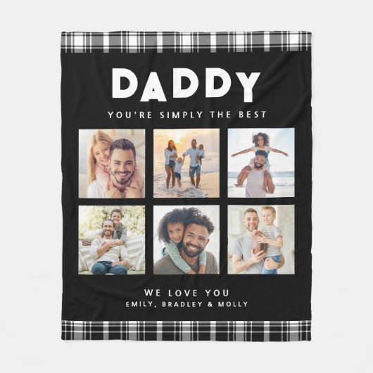 Papa Gewoon de beste foto collage gepersonaliseerd Fleece Deken (Voorkant)