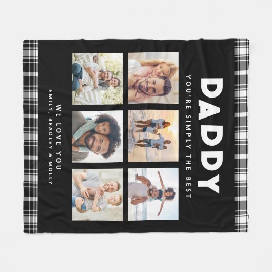 Papa Gewoon de beste foto collage gepersonaliseerd Fleece Deken (Voorkant (Horizontaal))