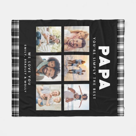 Papa Gewoon de beste fotocollage gepersonaliseerd Fleece Deken (Voorkant (Horizontaal))