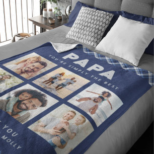 Papa Gewoon de beste fotocollage gepersonaliseerd Fleece Deken