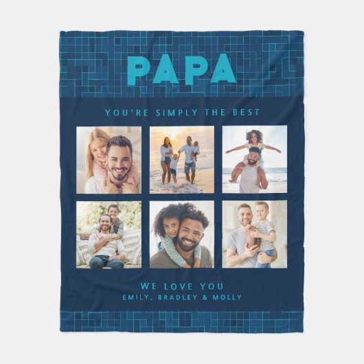 Papa Gewoon de beste fotocollage gepersonaliseerd Fleece Deken (Voorkant)
