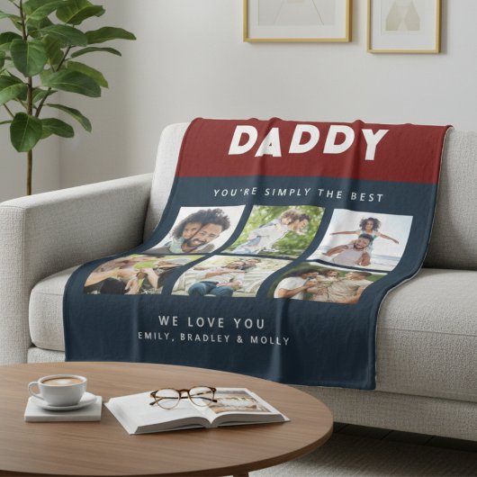 Papa gewoon de beste zes foto collage cadeau fleece deken