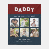 Papa gewoon de beste zes foto collage cadeau fleece deken (Voorkant)