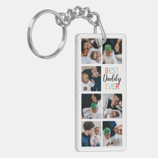 Papa Gift 7 Fotocollage Beste Papa Ooit Sleutelhanger (Voorkant Links)