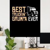 Papa Gift Best Truckin Grumpa Ever Poster (Thuiskantoor)