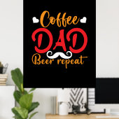 Papa Gift Coffee Pap Beer Herhaal Poster (Thuiskantoor)