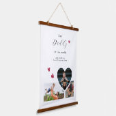 Papa Gift Creëer Your Ewn 3 Photo Collage Hangend Wandkleed (Gebogen)