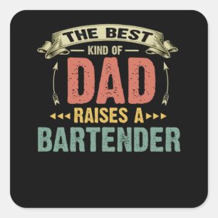 Papa Gift De beste soort vader voedt een barman Vierkante Sticker