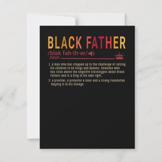 Papa Gift | Definitie Papa Black Father Gift Bedankkaart (Voorkant)
