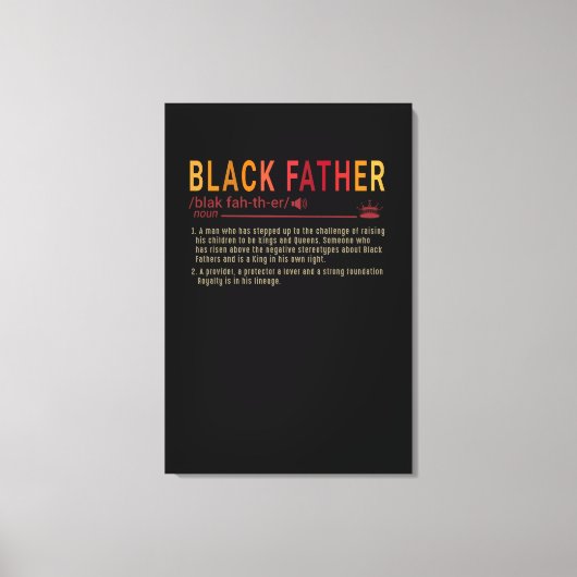 Papa Gift | Definitie Papa Black Father Gift Canvas Afdruk (Voorkant)