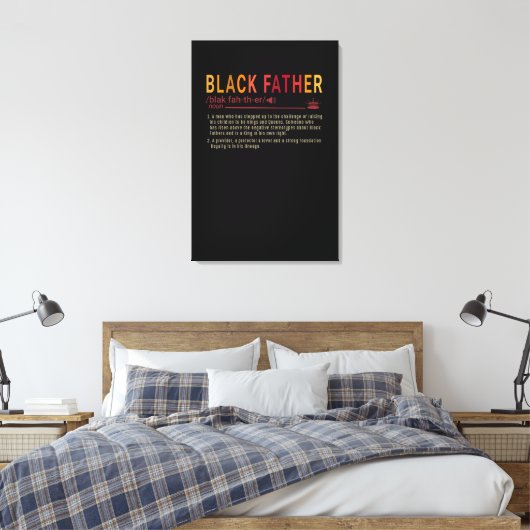 Papa Gift | Definitie Papa Black Father Gift Canvas Afdruk (Insitu (Slaapkamer))